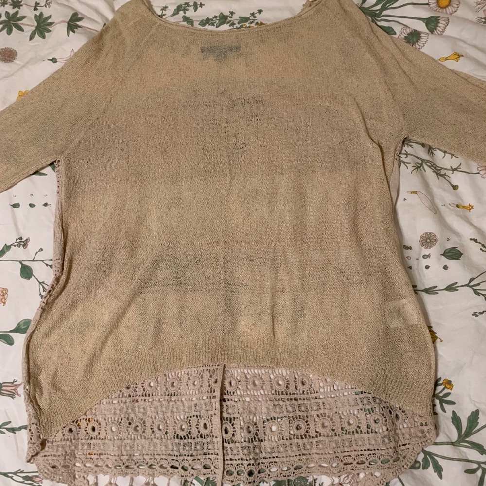 EUC Nordstrom Sheer Sweater with Lace Design Back